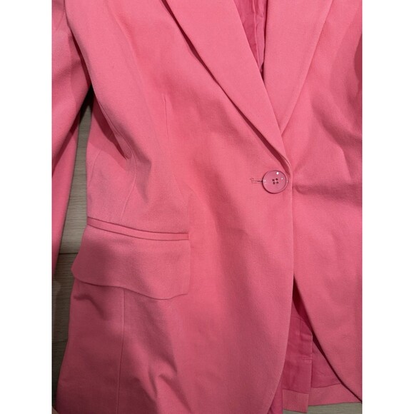 Derek Lam 10 Crosby Allie Single Breasted Hot Pink Blazer Cotton Blend 4 Barbie - Picture 9 of 15